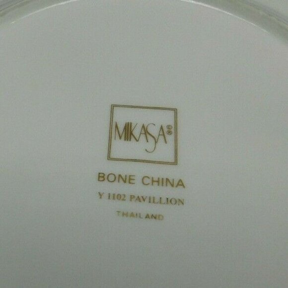 Mikasa Pavilion Bone China Bread & Butter Plate Blue Gold Geometric Border - Picture 4 of 4